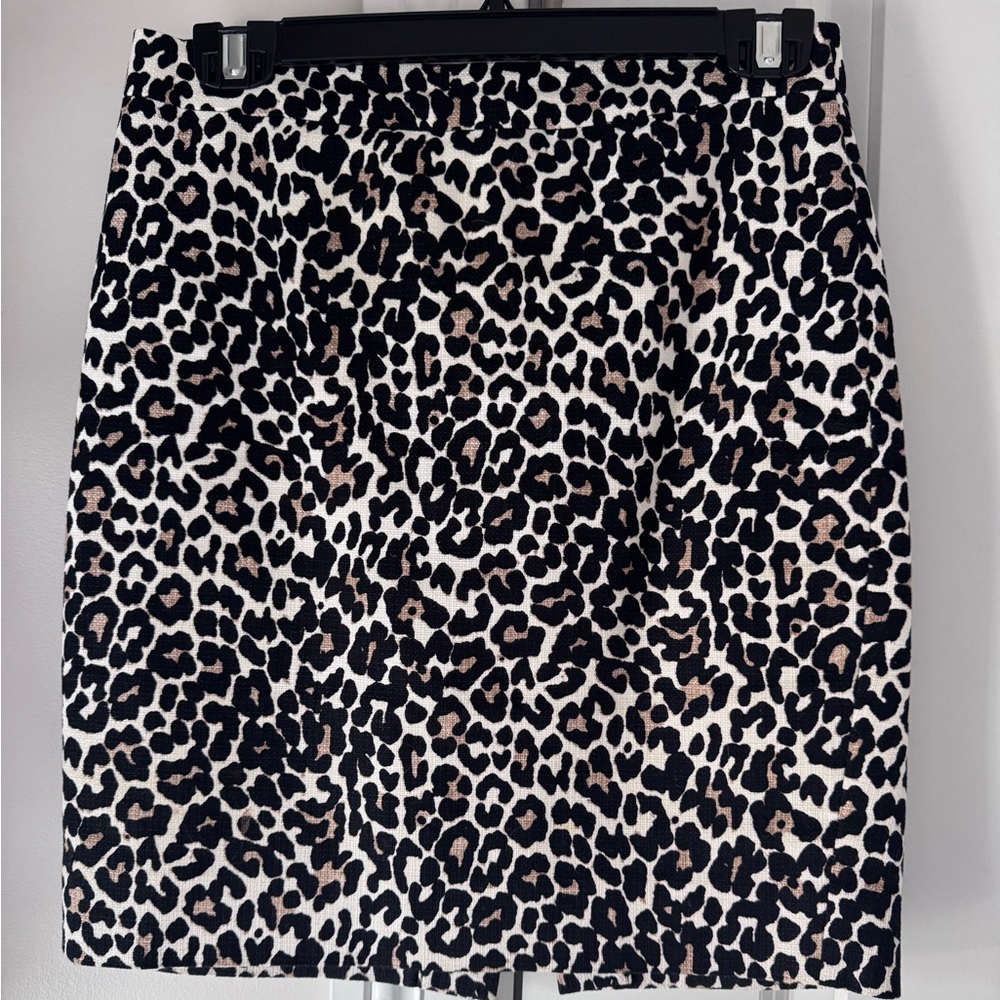 J. Crew Black and Tan Animal Print Mini Skirt